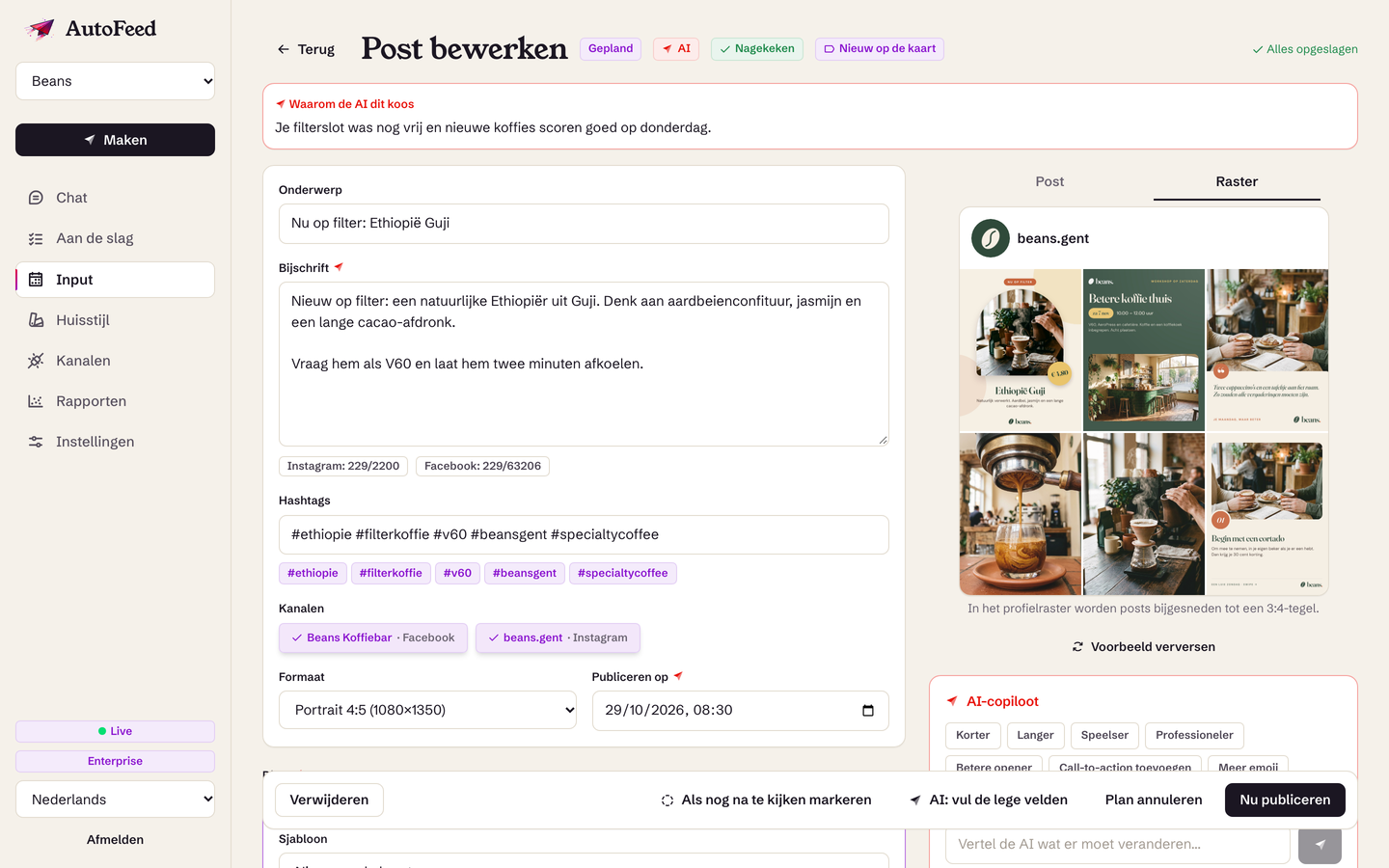 Zie je raster voor je volgers het zien.